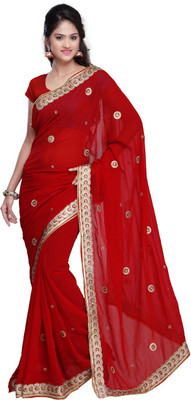 

Desi Butik Embroidered Fashion Art Silk Saree(Maroon)