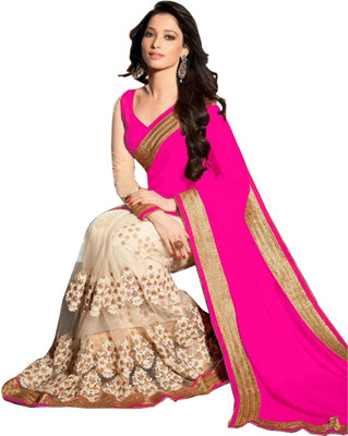 

SareeBazaar Embroidered Bollywood Georgette, Net Saree(Pink)