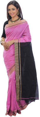 

SSMITN Solid Tant Cotton Saree(Pink)