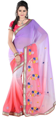 

Khushali Embroidered Fashion Chiffon Saree(Purple, Red)