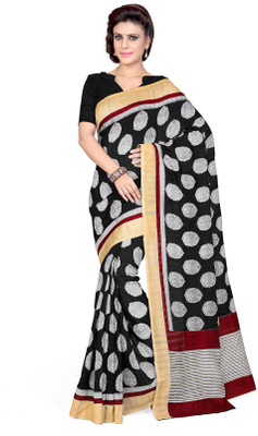 

Sourbh Sarees Polka Print Bhagalpuri Art Silk Saree(Black)