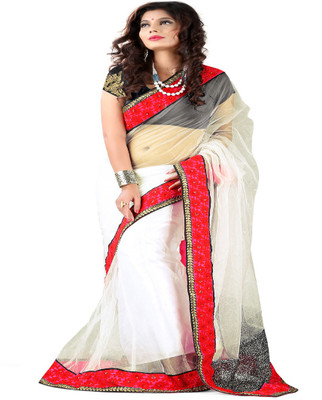 

Stylo Designer Self Design Fashion Handloom Net Saree(White)