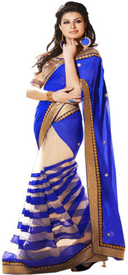 

Satiyay Fashion Self Design Bollywood Georgette Saree(Brown), Blue