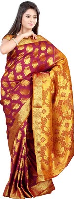 Mimosa Woven Kanjivaram Handloom Art Silk Saree(Maroon) available at flipkart for Rs.1999