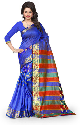 

Style U Self Design Chanderi Poly Silk Saree(Multicolor), Blue