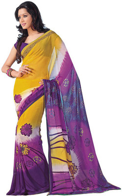 

Indian Wear Online Printed Fashion Pure Chiffon Saree(Multicolor)
