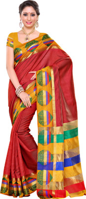 

Mimosa Woven Ikkat Art Silk Saree(Maroon)