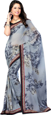 

Suvastram Printed Daily Wear Georgette Saree(Grey)