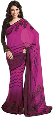 

Party Wear Dresses Printed Fashion Pure Chiffon Saree(Pink)