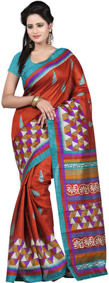 

Softdeal Printed Bhagalpuri Printed Silk Saree(Red)