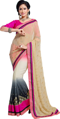 

Brijraj Embellished Fashion Georgette Saree(White, Grey, Pink), Grey;pink;white