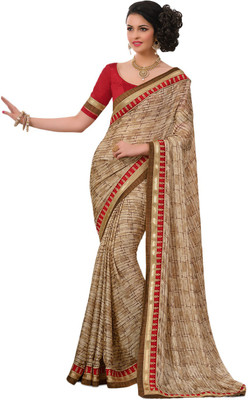 

Brijraj Printed Fashion Chiffon Saree(Brown)