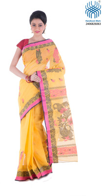 

Tantuja Woven Tangail Cotton Saree(Yellow)