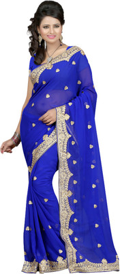 

Sanju Sarees Embroidered Fashion Georgette Saree(Blue)