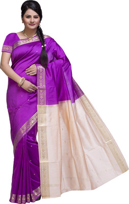 

Ishin Solid Fashion Poly Silk Saree(Purple)