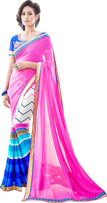 

Jiya Self Design, Printed, Embellished Fashion Georgette Saree(Pink, Multicolor), Multicolor;pink
