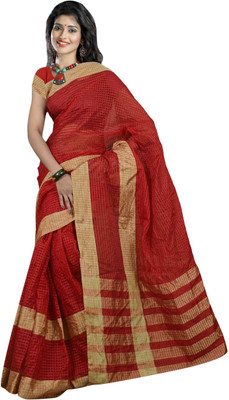 

Wing Deals Self Design Daily Wear Silk Saree(Red)