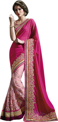 

Ishin Embellished Fashion Net Saree(Pink)
