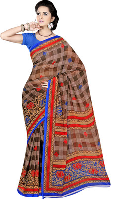 

Khushali Self Design, Printed Fashion Georgette Saree(Brown, Multicolor), Brown;multi