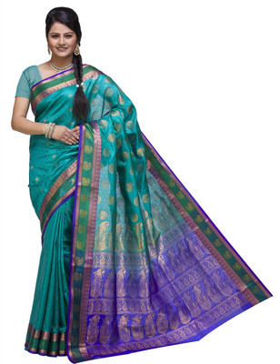 

Ishin Printed Fashion Poly Silk Saree(Blue)