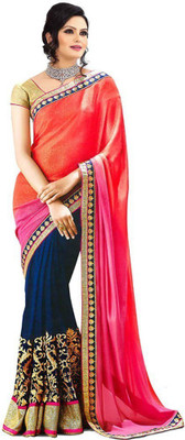 

Aksh Fashion Self Design Bollywood Chiffon Saree(Orange)