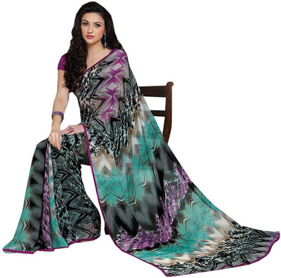 

Indian Wear Online Printed Fashion Pure Chiffon Saree(Multicolor)