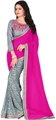 

Parisha Printed Daily Wear Georgette Saree(Pink, Grey), Pink & gray