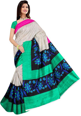 

Jiya Self Design, Printed Fashion Silk Saree(White, Green, Black, Multicolor), Black;green;multicolor;white