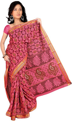 

Desi Butik Embroidered Fashion Chanderi Saree(Pink)