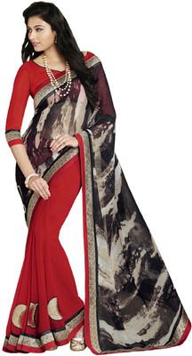 

Desi Butik Embroidered Fashion Georgette Saree(Black)