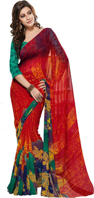 

K D Collection Printed Daily Wear Chiffon Saree(Green), Multicolor