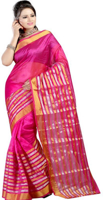 AVR FASHIONS Plain Banarasi Banarasi Silk Saree(Pink)