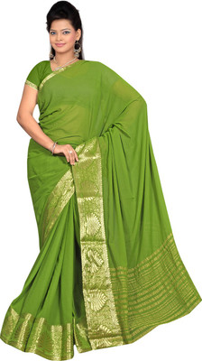 

Roopkala Silks Solid Bollywood Chiffon Saree(Light Green)