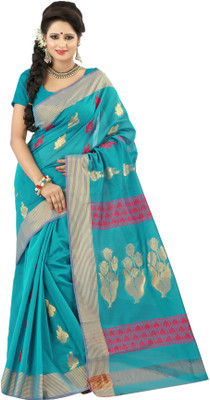 

Mimosa Woven Kanjivaram Handloom Cotton Saree(Blue), Ananda