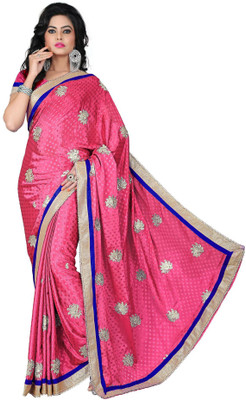 

Vishakha Fashion Embroidered Fashion Jacquard Saree(Pink)
