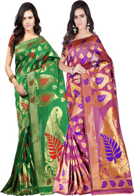 

Weavedeal Embellished Kanjivaram Silk Cotton Blend Saree(Pack of 2, Multicolor)