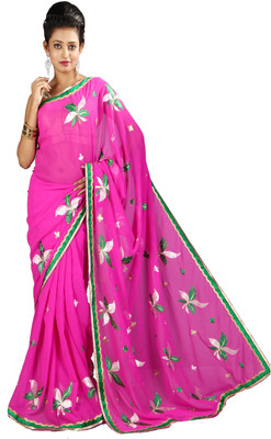 Anushree Saree Self Design Fashion Chanderi Saree(Multicolor), Green;pink