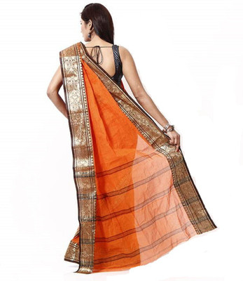 

Purabi Woven Tant Handloom Cotton Saree(Orange)