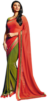 

Vishal Self Design, Solid Fashion Georgette Saree(Red, Green)