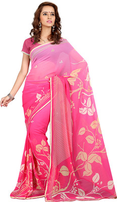 

Jiya Self Design, Printed Fashion Georgette Saree(Pink, Beige), Beige;pink