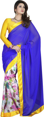 

Khoobee Self Design, Printed Fashion Georgette, Chiffon Saree(Blue, Multicolor)