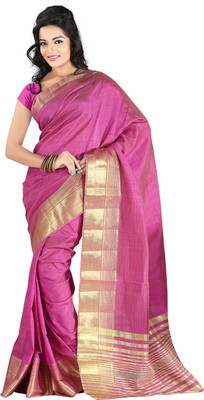 

Roopkala Silks Solid Fashion Tussar Silk Saree(Purple), Light purple