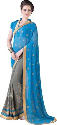 

Parisha Embroidered Fashion Georgette Saree(Blue, Grey)