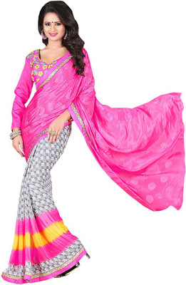 

Manthan Printed Daily Wear Georgette Saree(Pink, Multicolor)