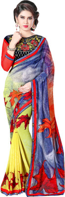 

Manthan Printed Fashion Georgette Saree(Pack of 2, Multicolor), Yellow & blue