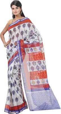 

JTInternational Printed Bhagalpuri Silk Saree(Blue, Orange)