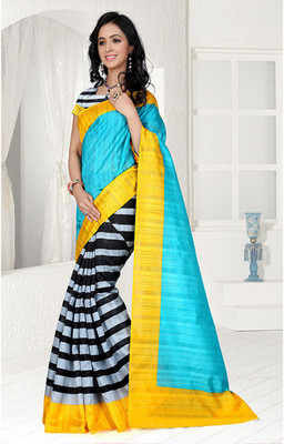 Party Wear Dresses Printed Fashion Art Silk Saree(Blue)