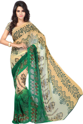 

Desi Butik Embroidered Fashion Art Silk Saree(Beige, Green)