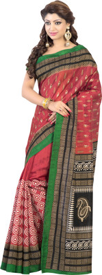 

Ewows Printed Bhagalpuri Art Silk Saree(Orange)