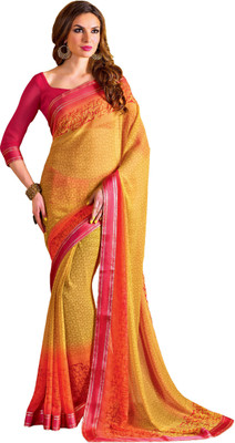 

Vishal Self Design Bollywood Georgette Saree(Yellow, Orange), Orange;yellow